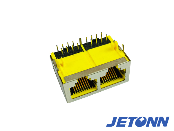1x2屏蔽RJ45插座,双口RJ45网络插座